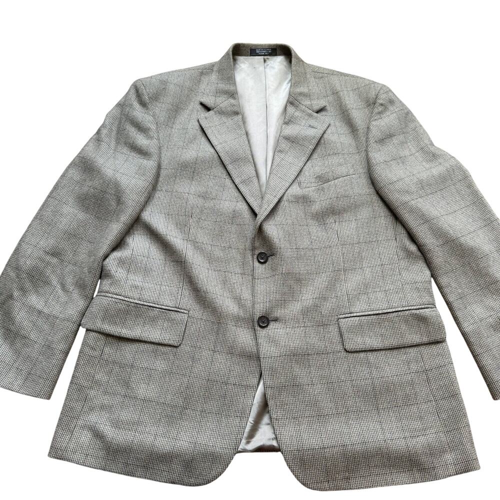 Oscar de la Renta Lambswool Cashmere Windowpane Sports Coat Blazer 44S